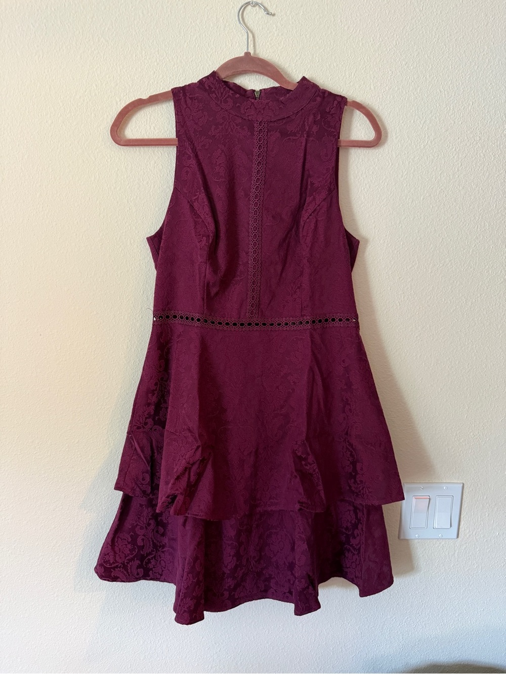 Xhilaration Burgundy Lace A-Line Sleeveless Dress